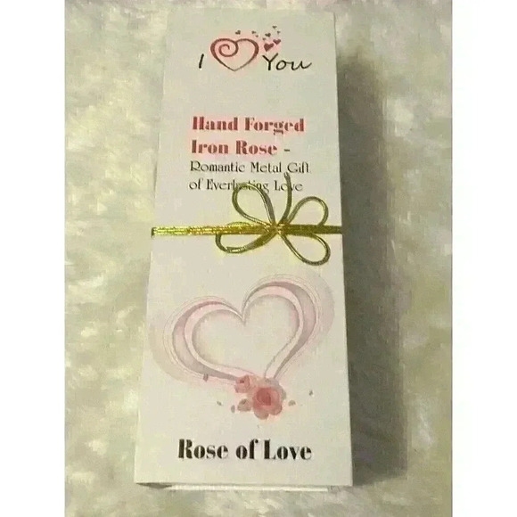 NEW Rose of Love Hand Forged Iron Pink Rose Anniversary Wedding Valentines Day - Picture 7 of 8